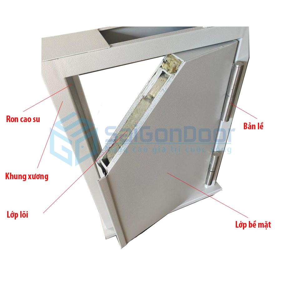 Mặt cắt cấu tạo cửa thép chống cháy của SaiGonDoor