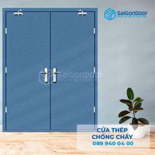 Cửa Thép Chống Cháy 2P 2 tay co thuy luc