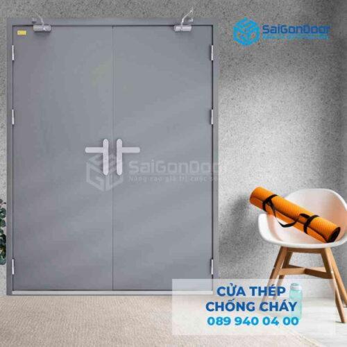 Cửa Thép Chống Cháy 2P dung 2 tay nam cua