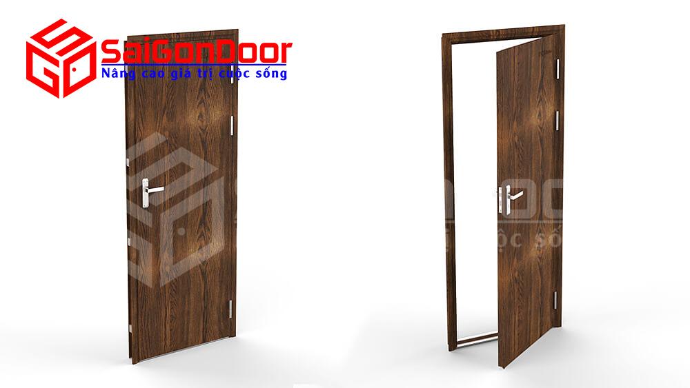 Mẫu cửa chống cháy vân gỗ an toàn bề bỉ với thời gian