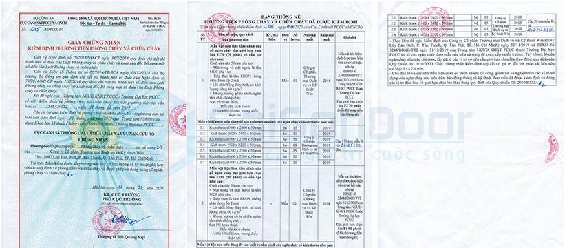 Giấy kiểm định cửa gỗ chống cháy