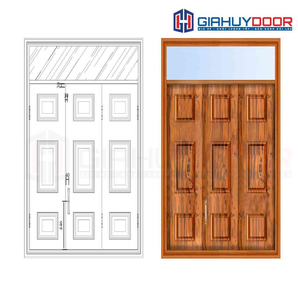 CS3H11 mau vang.png Cửa thép vân gỗ GHD CS3H11 mau vang