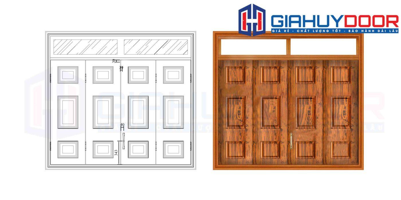 Cửa thép vân gỗ GHD CS4H11 mau vang
