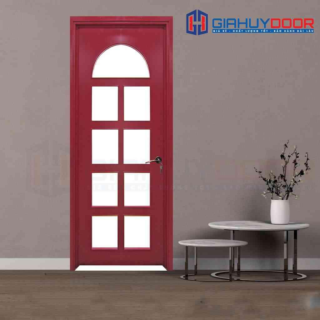 Cua go MDF Veneer P1G9 mau do.png Cửa gỗ công nghiệp MDF Veneer P1G9 mau do