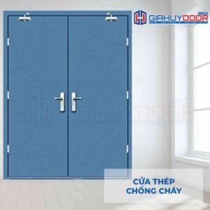 Cửa thép chống cháy TCC 2P 2 tay co thuy luc