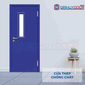 Cửa thép chống cháy TCC P1G1 xanh duong