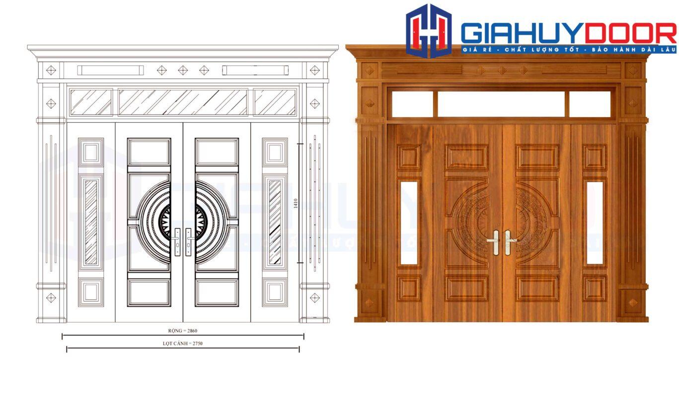 Cửa thép vân gỗ GHD GS4H15H8K mau vang