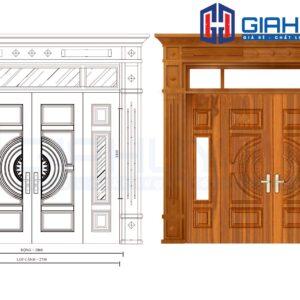 Cửa thép vân gỗ GHD GS4H15H8K mau vang