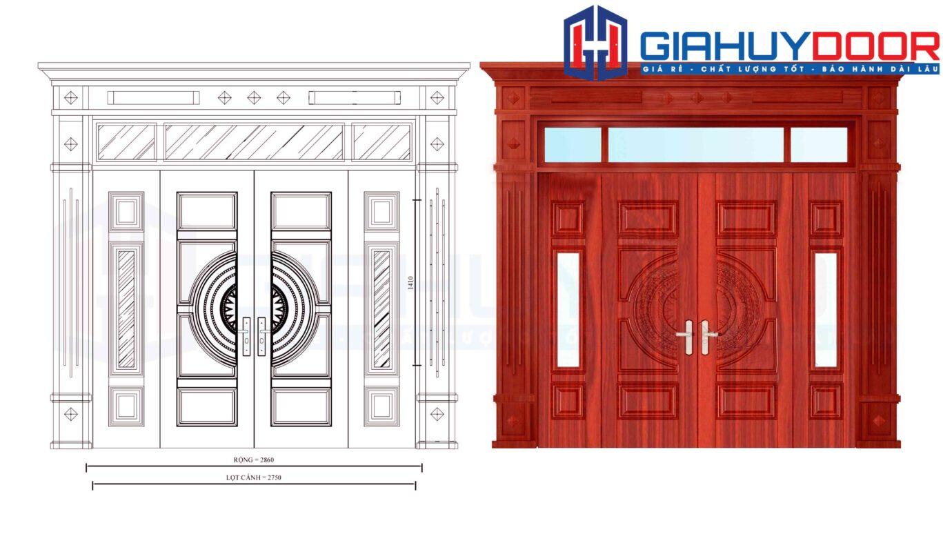 Cửa thép vân gỗ GHD GS4H15H8K
