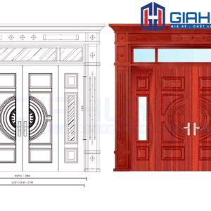 Cửa thép vân gỗ GHD GS4H15H8K