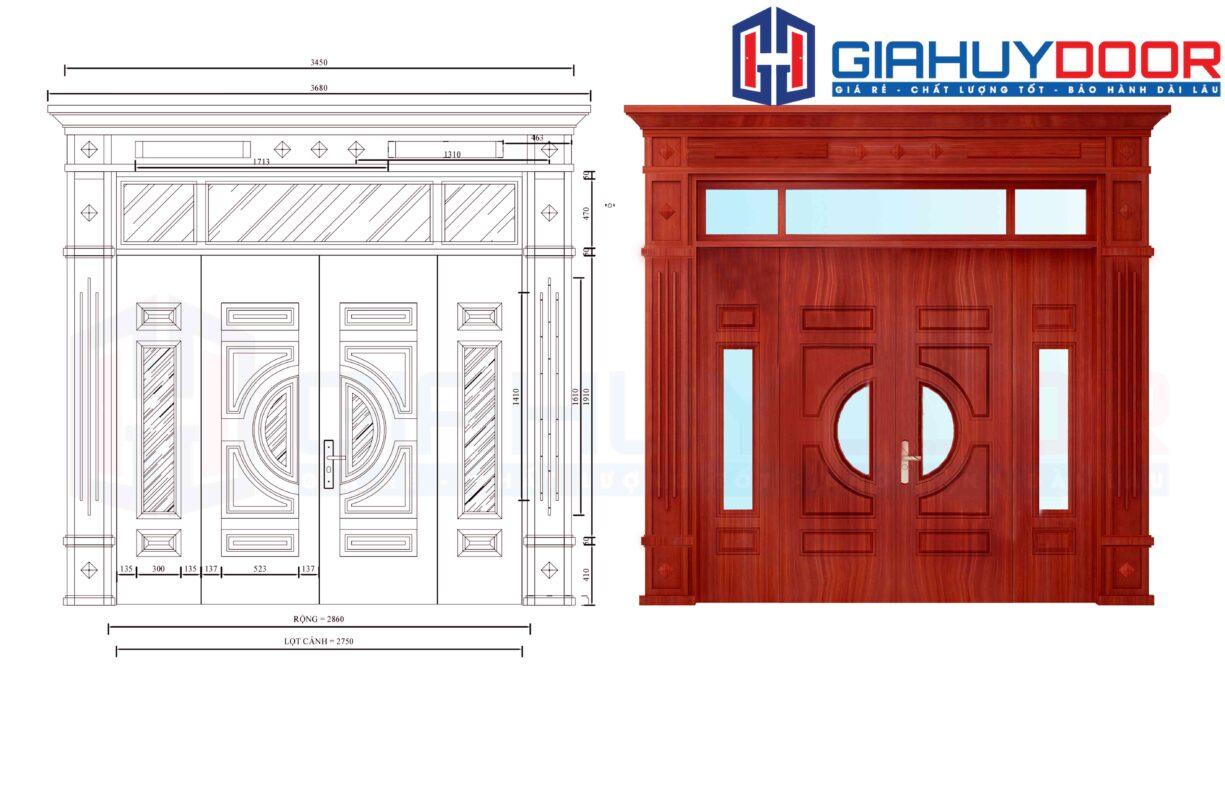 Cửa thép vân gỗ GHD GS4H4K-H4AK