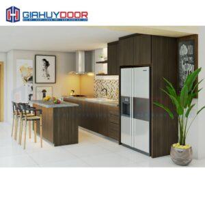 Nội thất nhà bếp chữ I Full trần kết hợp bàn ăn