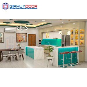 Nội thất nhà bếp kiểu châu Âu có bar mini