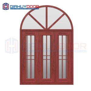 Cửa thép vân gỗ dạng vòm TVGVom-SGD-2