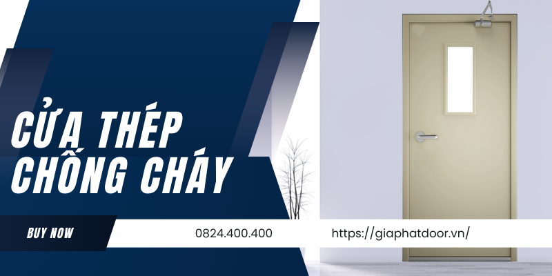 Cửa thép chống cháy Long An có ô kính