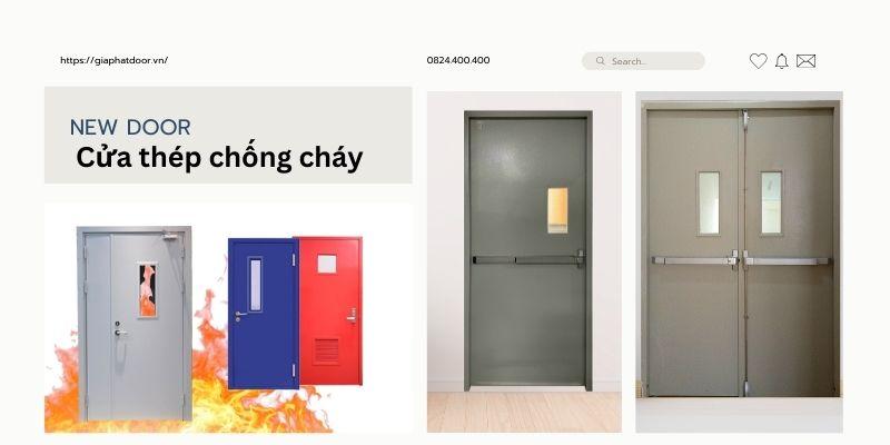 Mẫu cửa thép chống cháy Đồng Tháp có ô kính