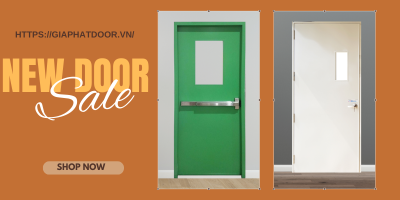 Mẫu cửa thép chống cháy ô kính 60 phút được sản xuất bởi Gia Phát Door