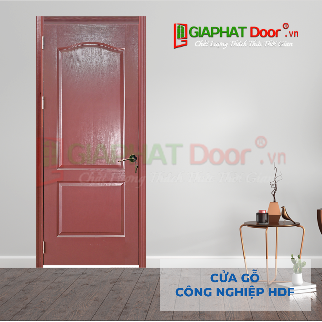 Mẫu cửa gỗ 1 cánh HDF sơn màu 2A đỏ đun Mẫu cửa gỗ 1 cánh HDF sơn màu 2A đỏ đun