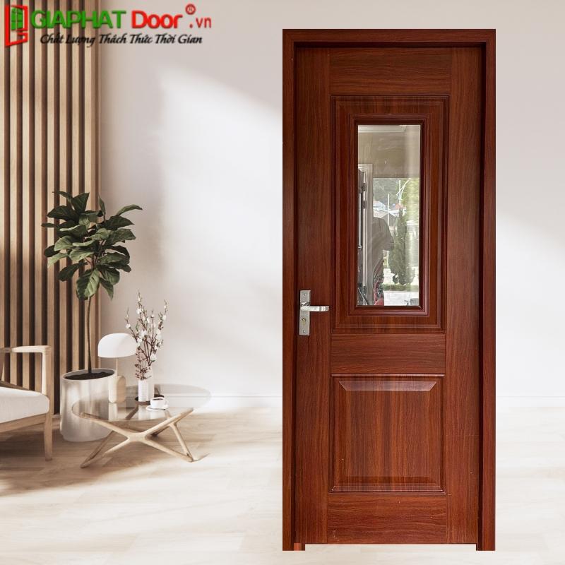 Cửa chống cháy thép vân gỗ có ô kính thẩm mỹ cao 