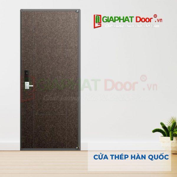 Cửa đi thông phòng bằng thép vân gỗ có độ bền cao