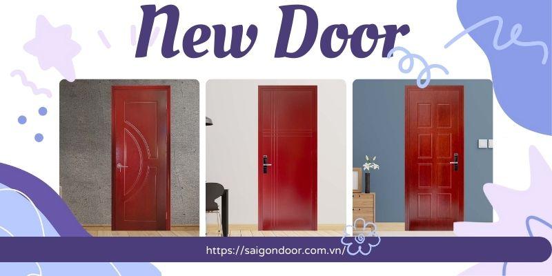 Cửa gỗ nhựa sơn PU màu đỏ