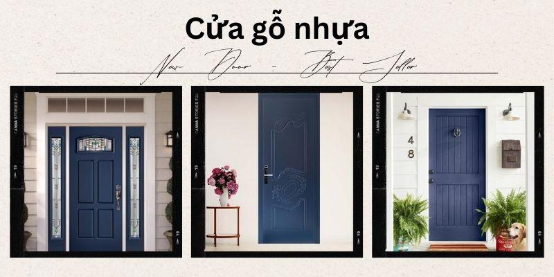 Cửa gỗ nhựa sơn PU màu xanh dương