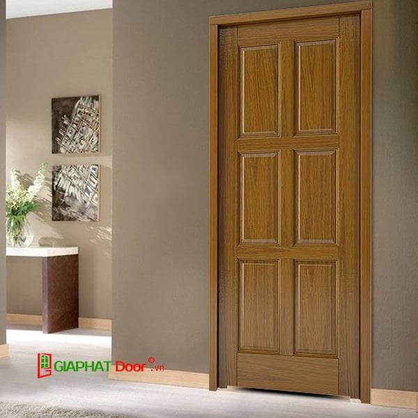 Mẫu cửa gỗ phòng ngủ HDF Veneer đẹp màu nâu sáng