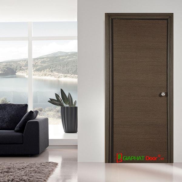 Mẫu cửa gỗ đẹp MDF Melamine màu nâu đậm cho phòng ngủ