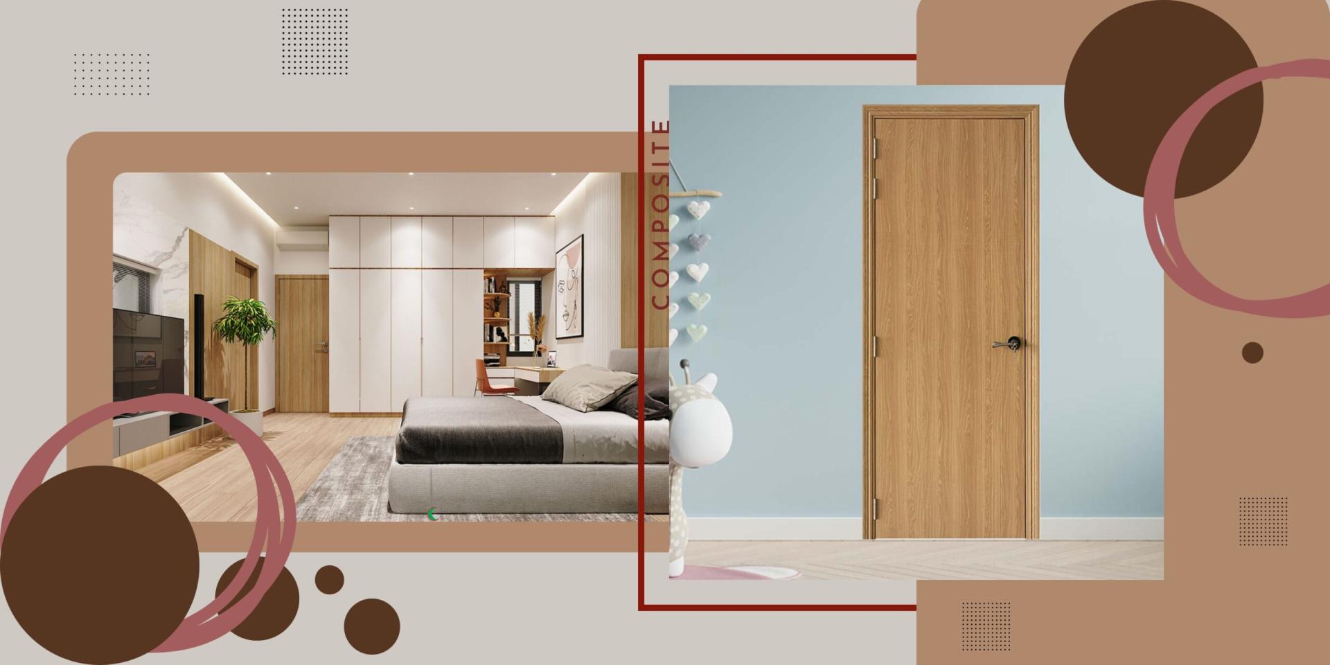 Mẫu cửa gỗ nhựa composite màu gỗ được ưa chuộng cho phòng ngủ 