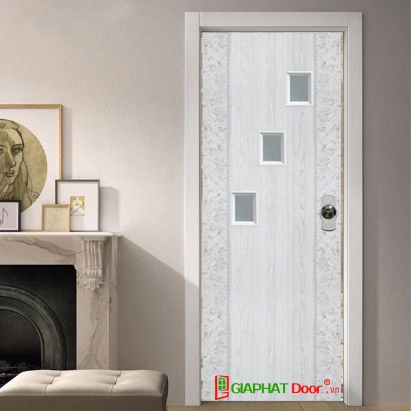 Mẫu cửa nhựa composite vân gỗ có ô kính