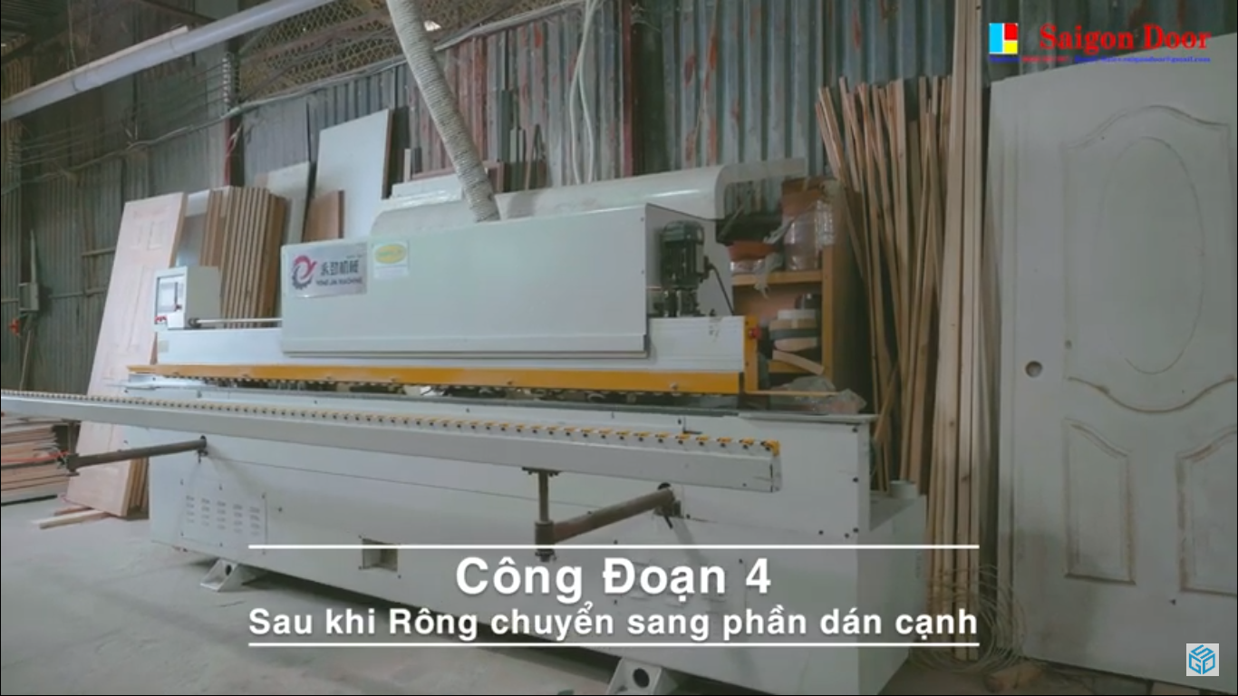 Công đoạn 4: Sau khi rông chuyển sang phần dán cạnh