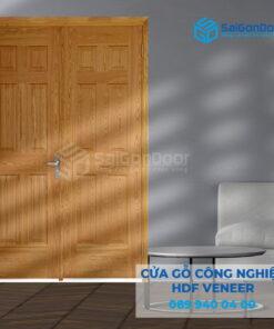 Cửa Gỗ HDF Veneer 12A Sồi 2 canh-SGD