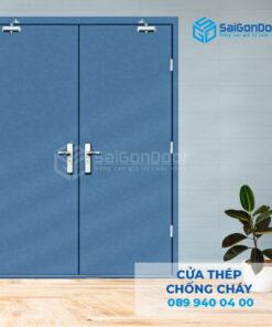 Cửa Thép Chống Cháy 2P 2 tay co thuy luc-SGD