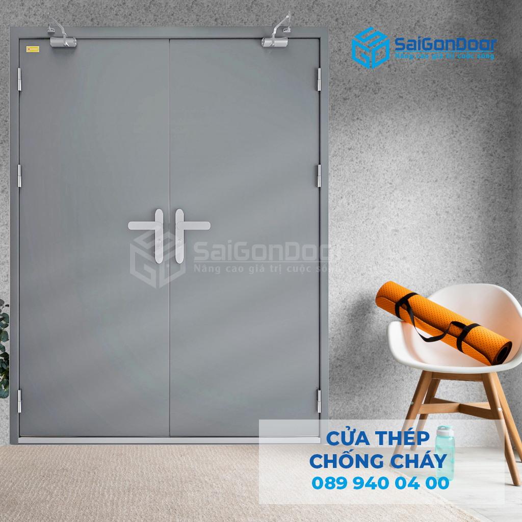 Cửa Thép Chống Cháy 2P dung 2 tay nam Cửa-SGD