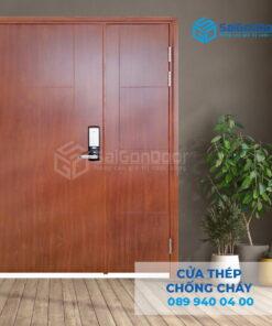 Cửa Thép Chống Cháy 2P van Gỗ-SGD
