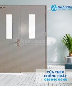 Cửa Thép Chống Cháy 2P1G2 xam-SGD
