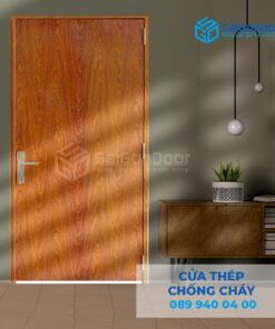 Cửa Thép Chống Cháy P1 van Gỗ 2-SGD