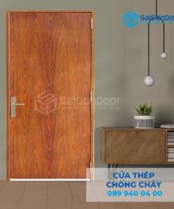 Cửa Thép Chống Cháy P1 van Gỗ 4-SGD