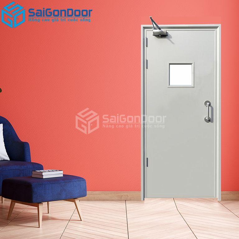 Cửa Thép Chống Cháy P1G1 tay co thuy luc-a-SGD