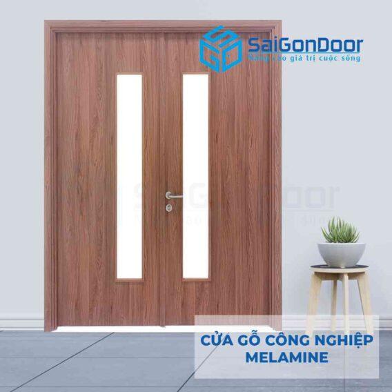 Cauwr MDF 2 cánh kết hợp kính tạo điểm nhấn cho không gian căn phòng
