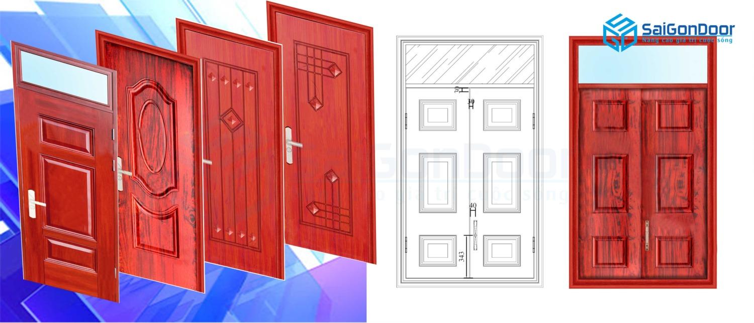 Mẫu cửa thép vân gỗ SaiGonDoor