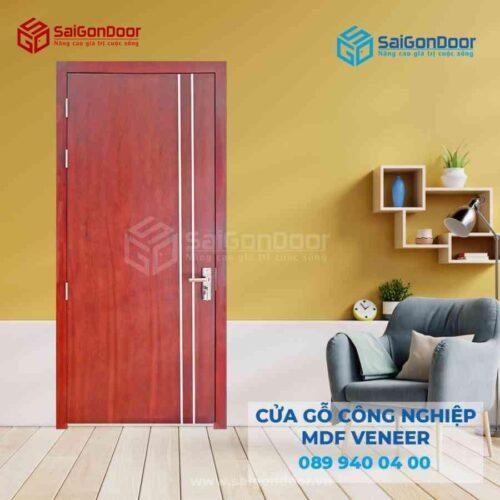Cửa Gỗ MDF Veneer P1R2 Xoan Đào