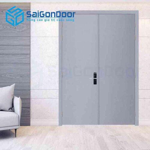 Cửa gỗ chống cháy SGD-GCC-2P sơn xám