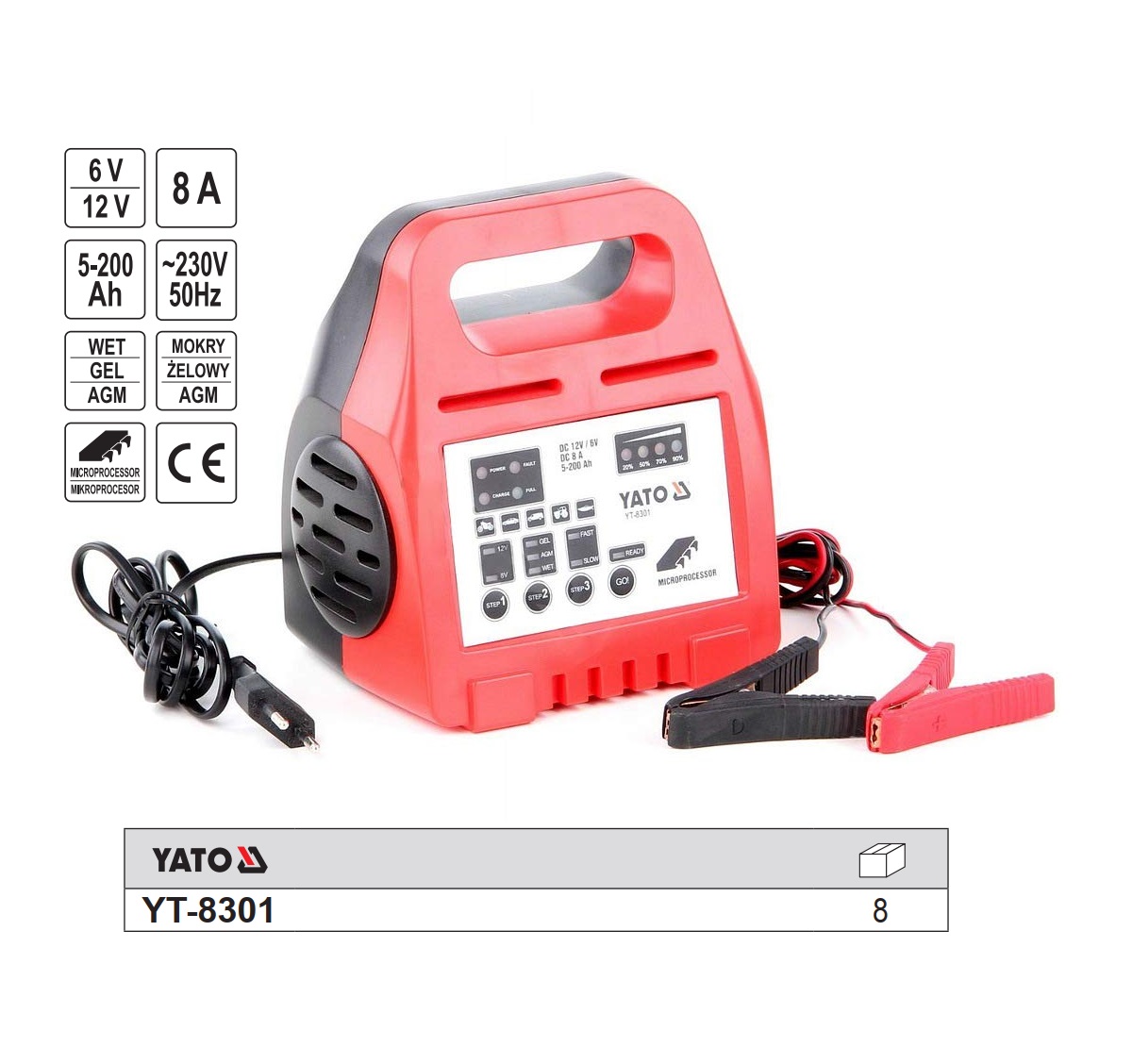 Máy Nạp Ắc Quy YATO YT-8301 (6V-12V 8A) 5 Máy Nạp Ắc Quy YATO YT-8301 (6V-12V 8A)