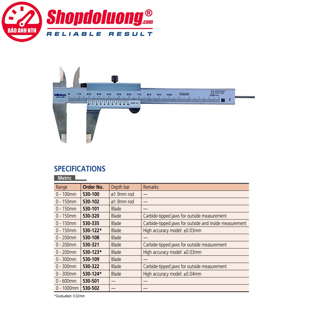 Thước Cặp Cơ Mitutoyo 530-102(0-150mm) 8 shopdoluong-Thước Cặp Cơ Mitutoyo 530-102(0-150mm)