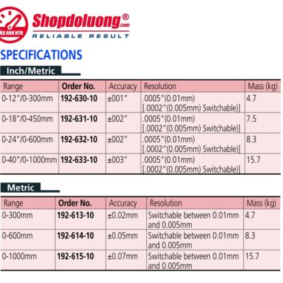 shopdoluong-Thước Đo Cao Điện Tử MITUTOYO 192-630-10 (0-300mm-12inch)