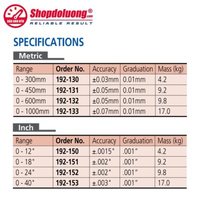shopdoluong-Thước Đo Cao Đồng Hồ MITUTOYO 192-132 (0-600mm).