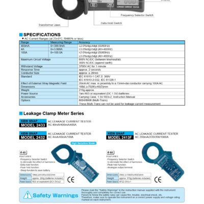shopdoluong-Ampe Kìm Đo Dòng Rò AC KYORITSU 2434 (400mA-100A)