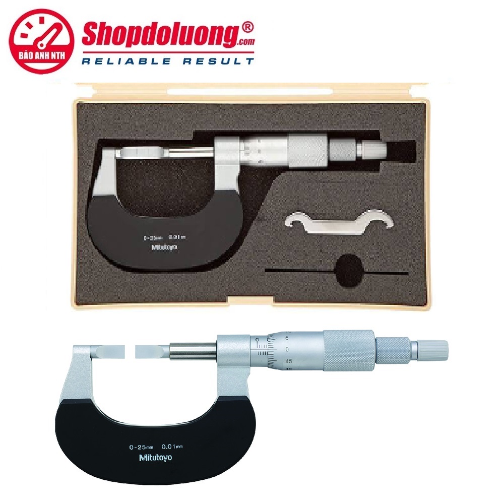 Panme Cơ Khí Đo Rãnh Ngoài 0-25mm MITUTOYO 122-161(0.01mm) 10 shopdoluong-Panme Cơ Khí Đo Rãnh Ngoài 0-25mm MITUTOYO 122-161(0.01mm)
