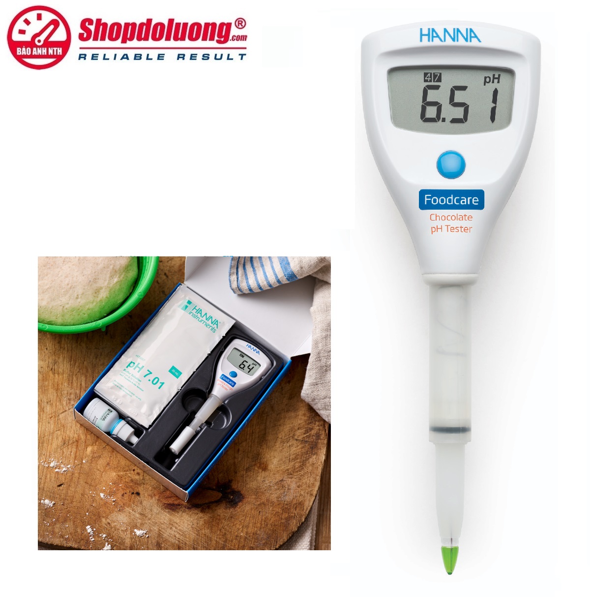 Bút Đo pH Cho Socola Lỏng HANNA HI981039 8 shopdoluong.com-Bút Đo pH Cho Socola Lỏng HANNA HI981039